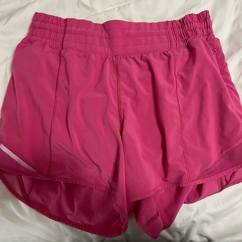 Sonic pink high rise Lululemon hotty hot shorts 4”